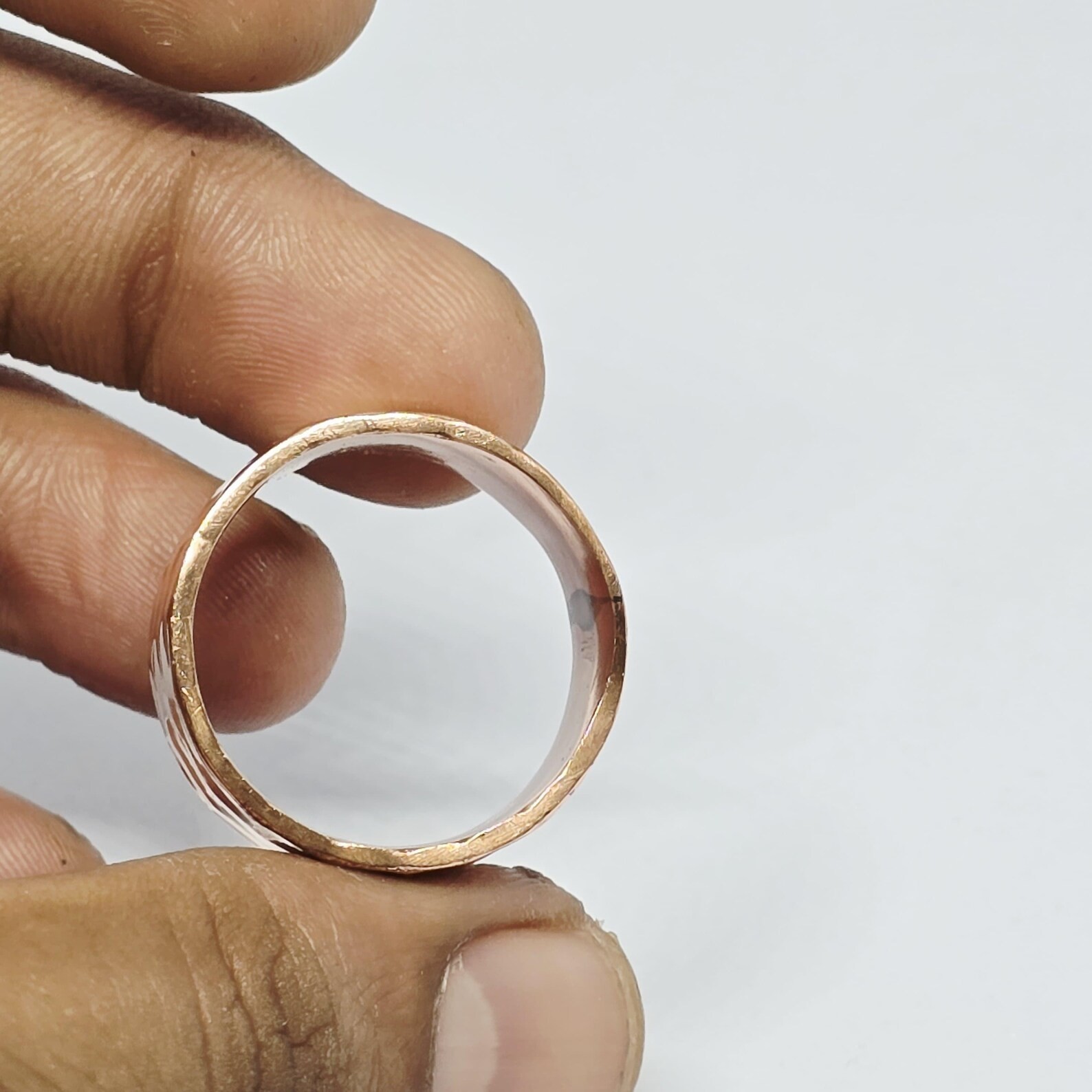 Solid Pure Copper Minimalist Healing Ring, Handmade, Unisex, Hammer Comfort Band