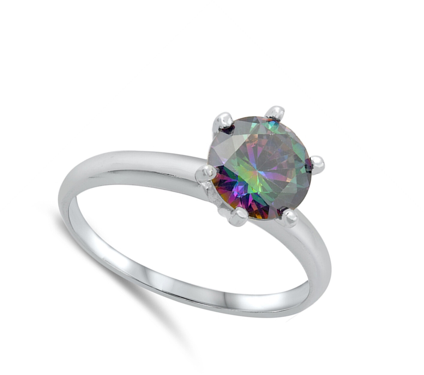 Rainbow CZ Elegant Classic Ring New .925 Sterling Silver Band Sizes 4-10