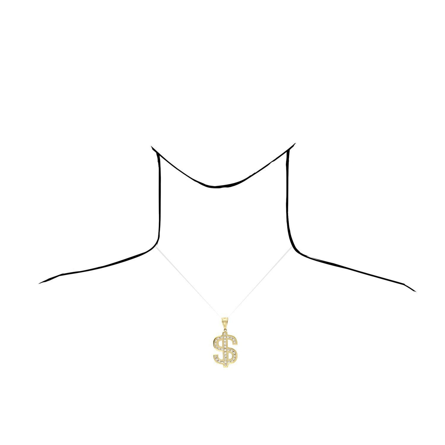 10K Yellow Gold CZ Dollar Sign Pendant