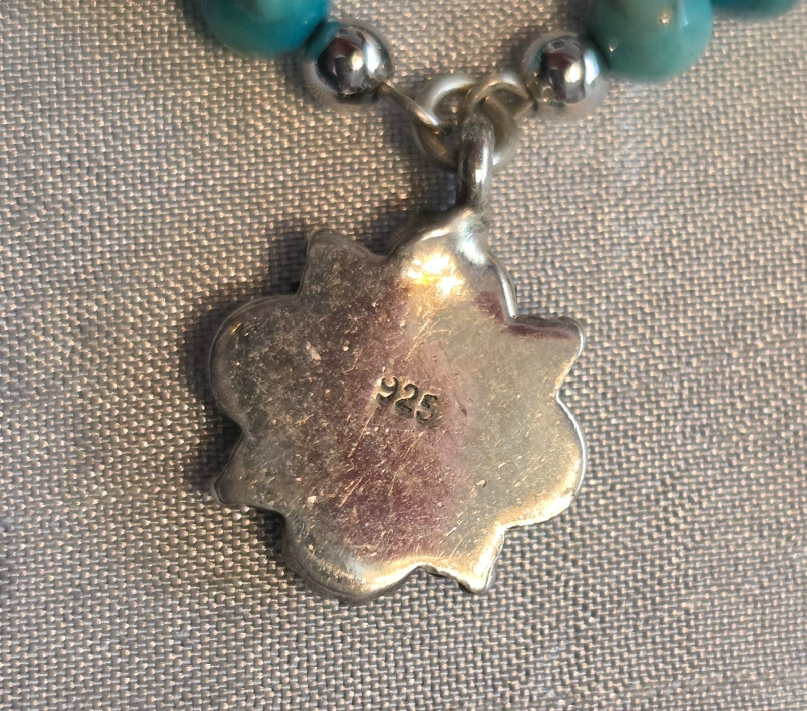 Stunning Sterling Silver and Turquoise Beaded and Charm Statement Necklace
