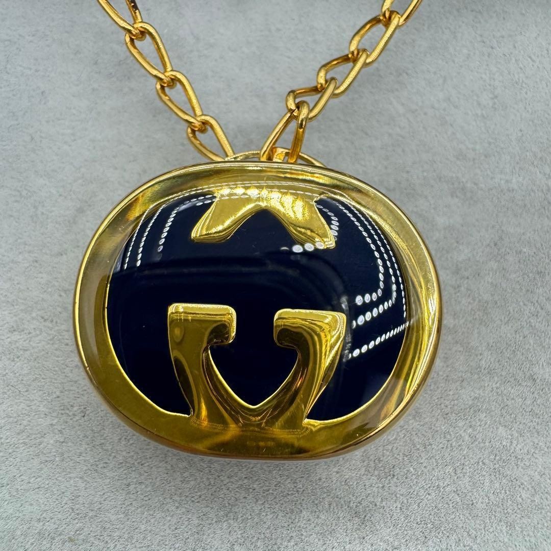 GUCCI Perfume Bottle Necklace Gold-plated Interlocking GG Logo Length: 29.5 in.