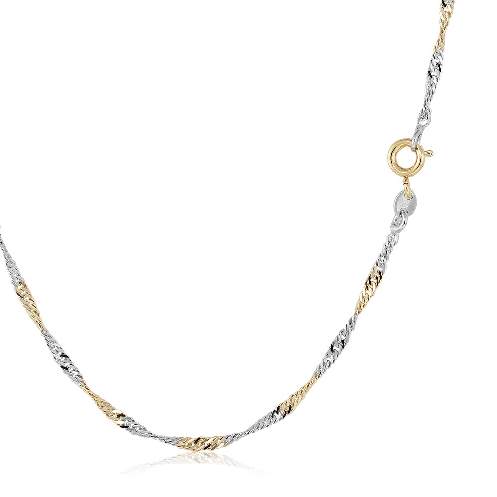 17 Inch Gold Tone Brass Singapore Chain With Lobster Hook Closure