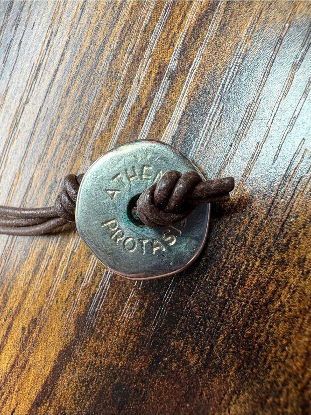 Athens Protasis Bobo Necklace with Round Turquoise Pendant Made in Athens
