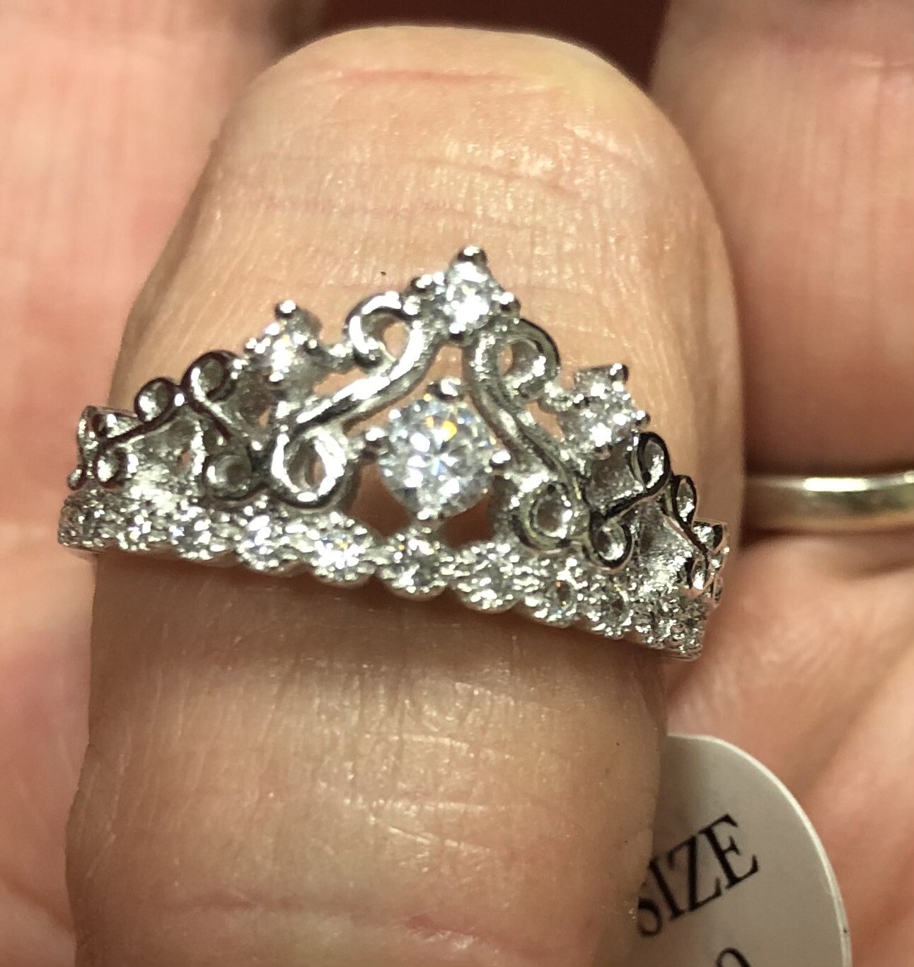 Shimmery NEW Princess Crown Tiara Ring Cubic Zirconia 925 Sterling Silver Sz 9
