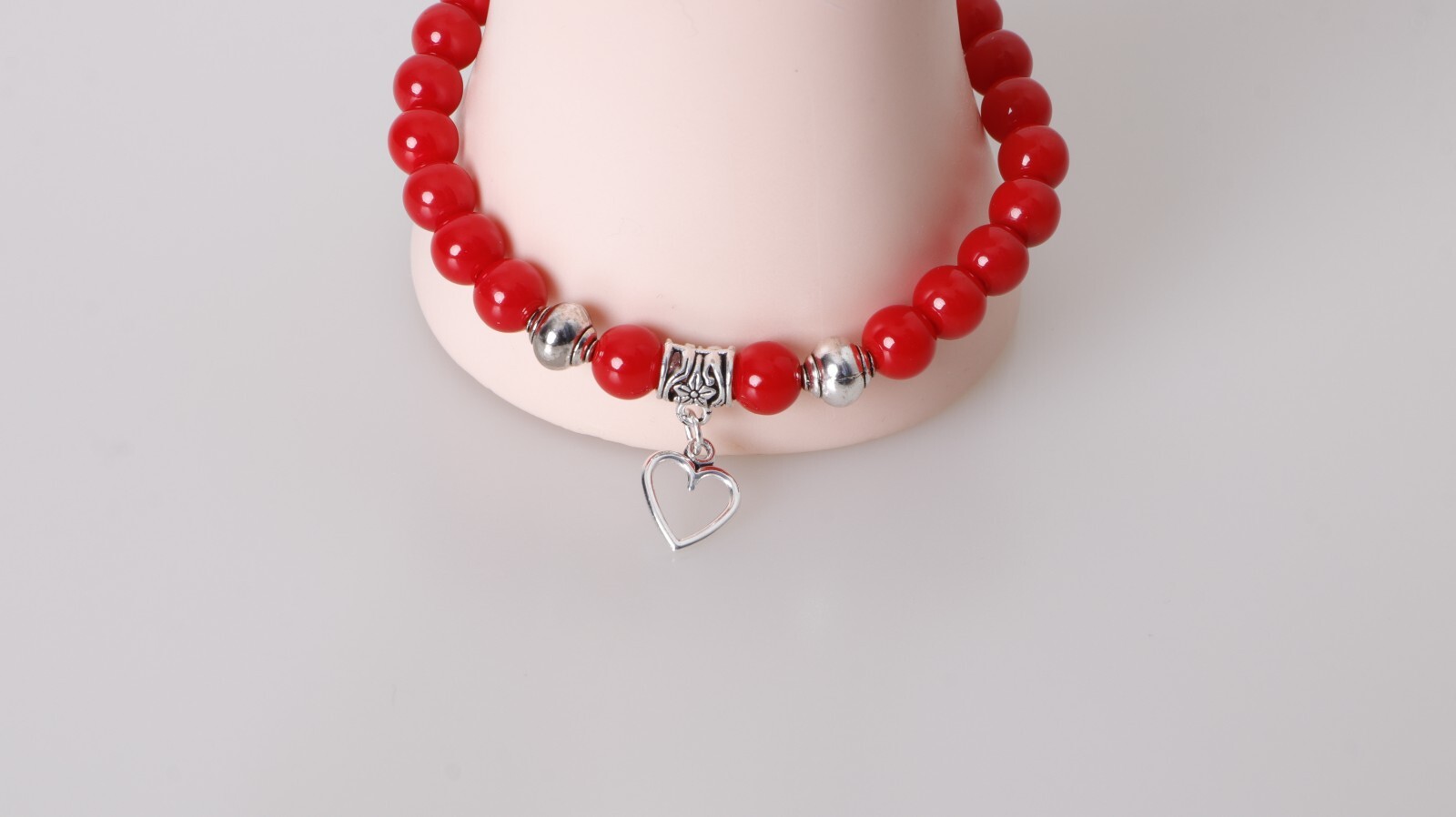 Moderna Pulsera cuentas de Coral Rojo y Acero inoxidable Regalo Para Mujeres