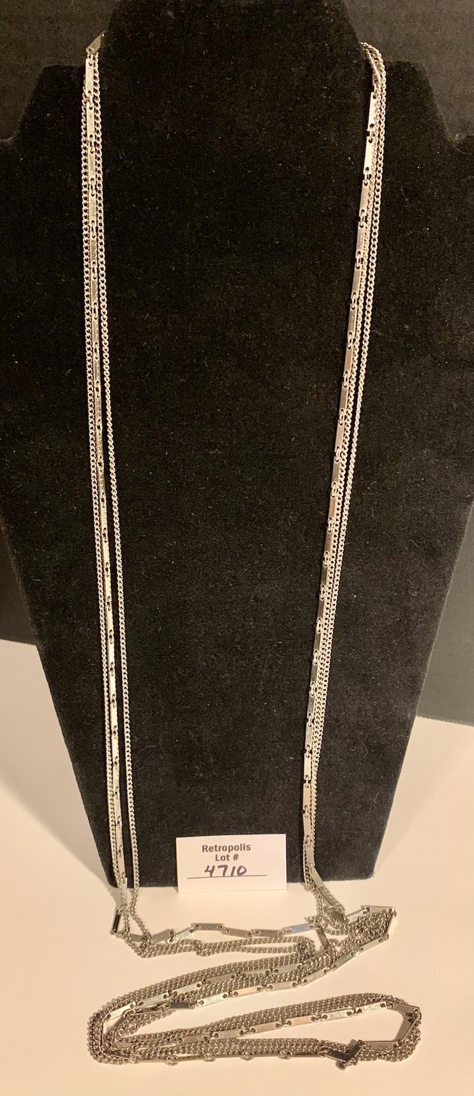 Multi 3 Strand Park Lane Statement Necklace Silver Tone Vintage