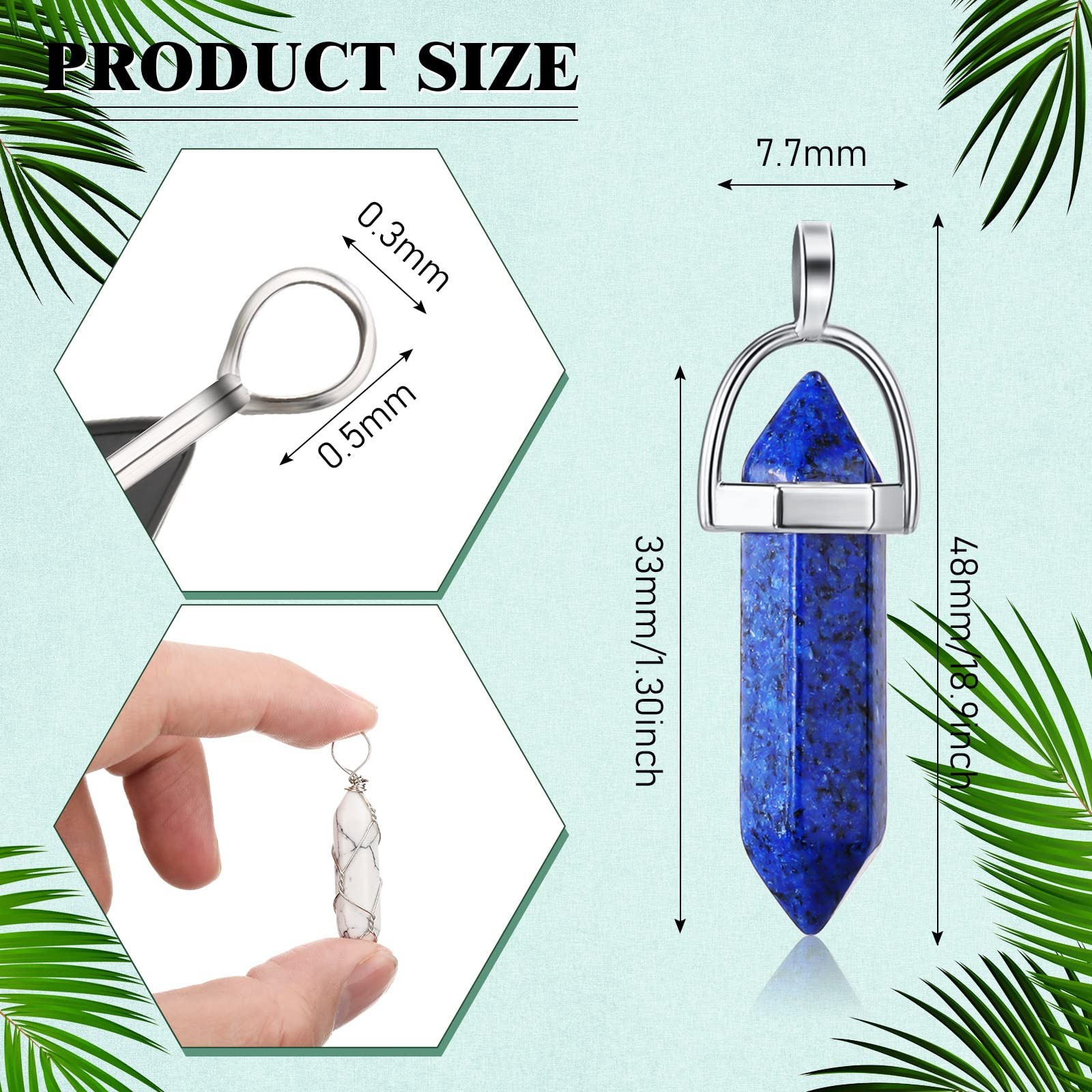 16 Pcs Hexagonal Crystal Pendant Necklace Full Wire Wrap Gemstone Necklace