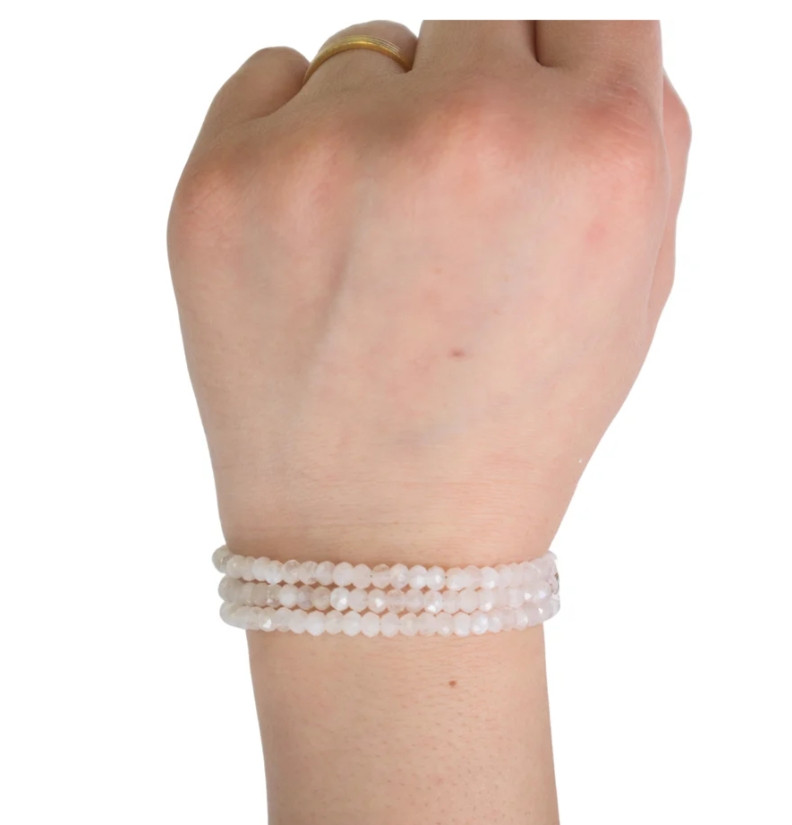 2mm White Moonstone Choker Beaded Necklace Adjustable Bracelet Reiki Women Gift