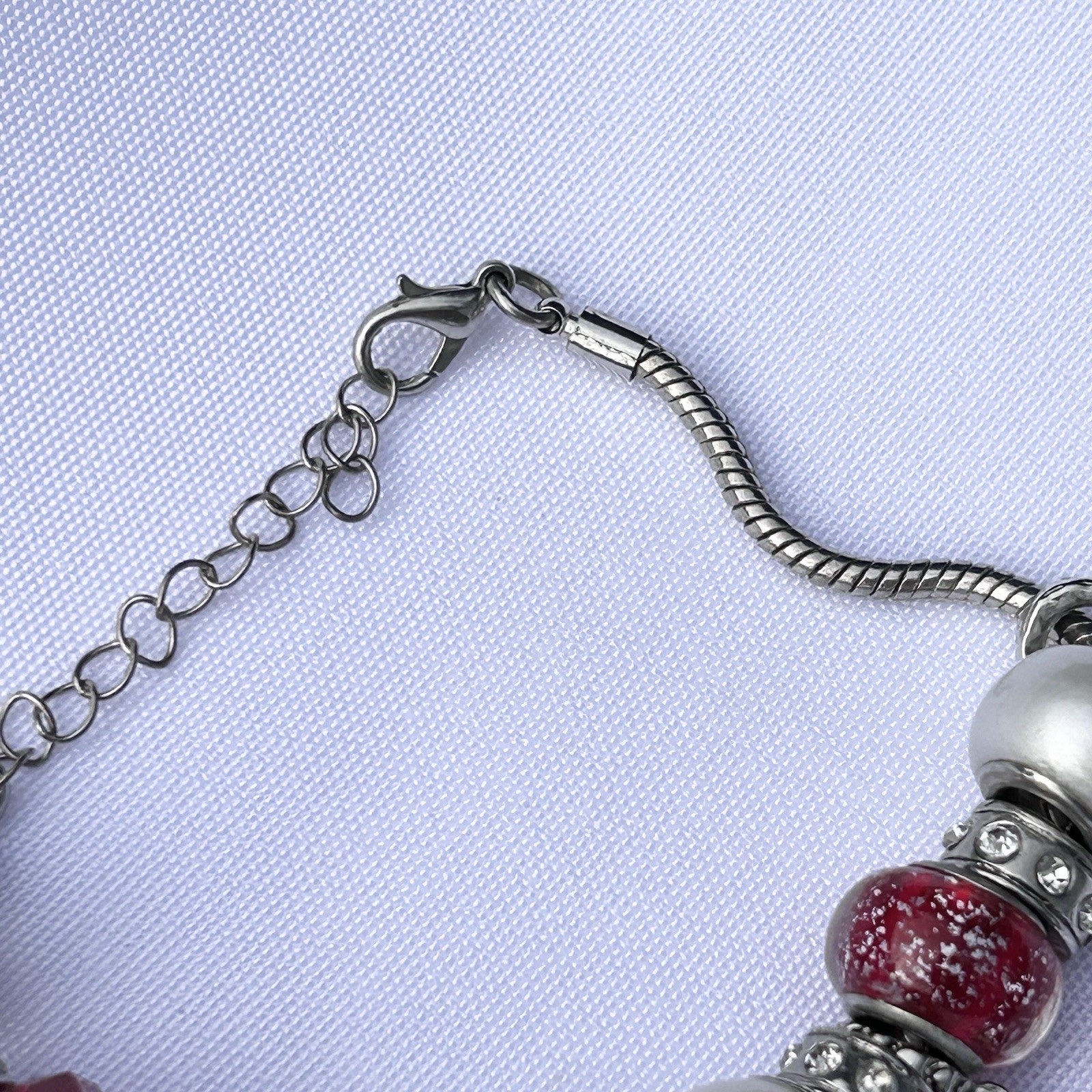 Slide Style Charm Bracelet Patriotic Fourth Of July I Love USA Stars Rhinestone