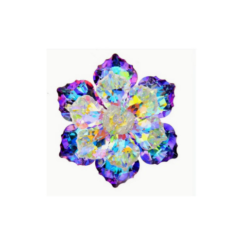 Aurora Borealis Crystal Pin Brooch Flower Glass Bead Jacket Hat Purse Corsage
