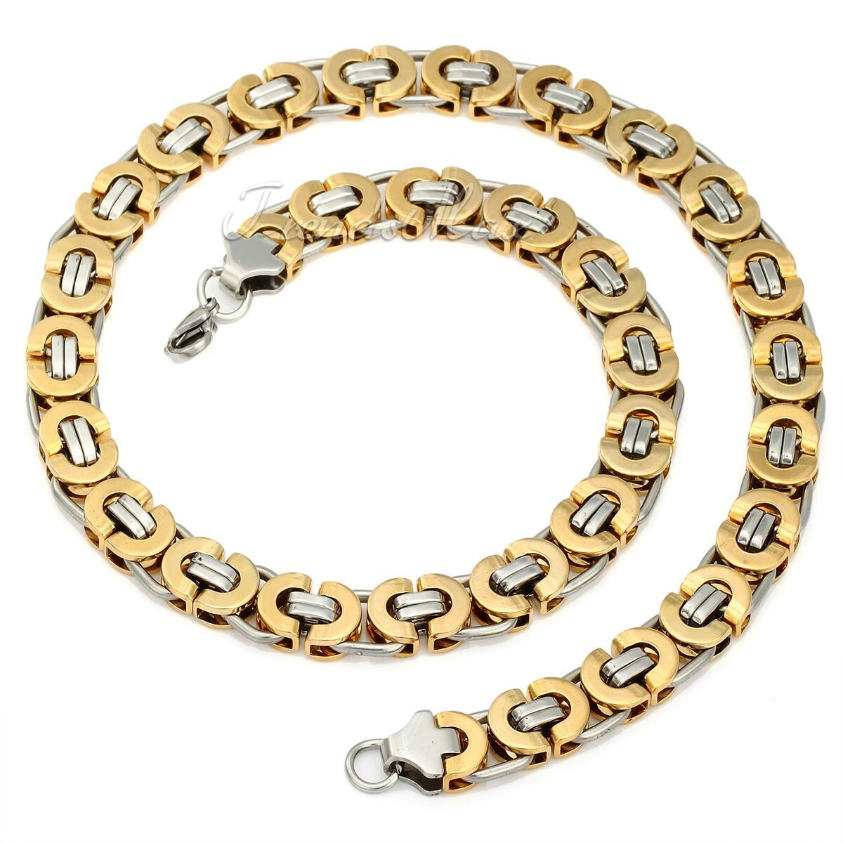 6/8/11mm Silver/Gold Plated Stainless Steel FLAT BYZANTINE Chain Necklace 18-36″