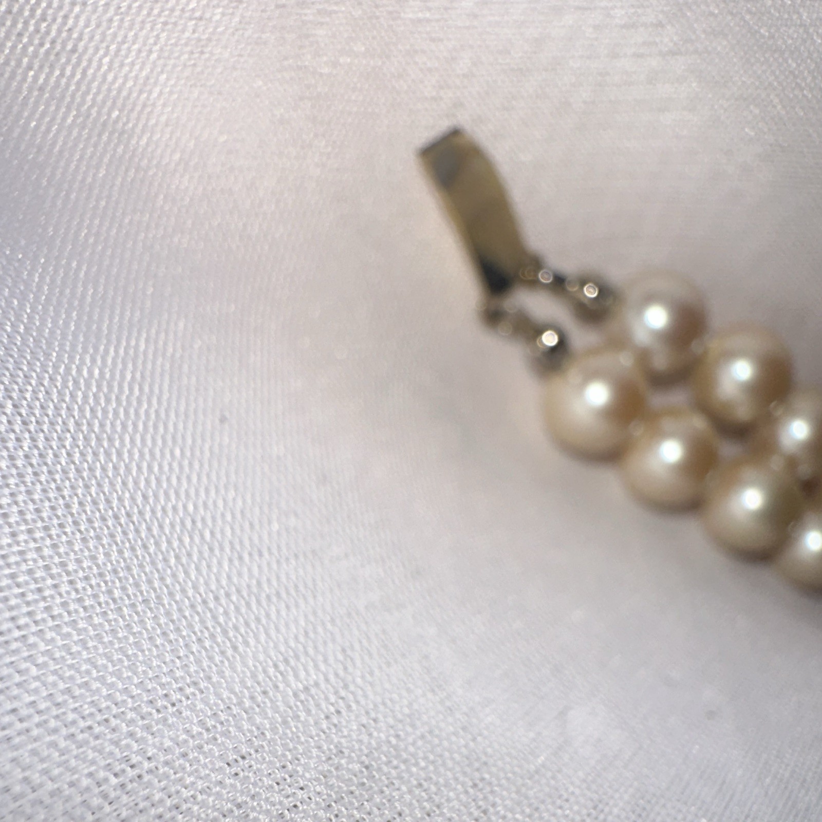 White Imitation Pearl Multi-Strand Beaded Bracelet, Gold & Silver Tone, Signed