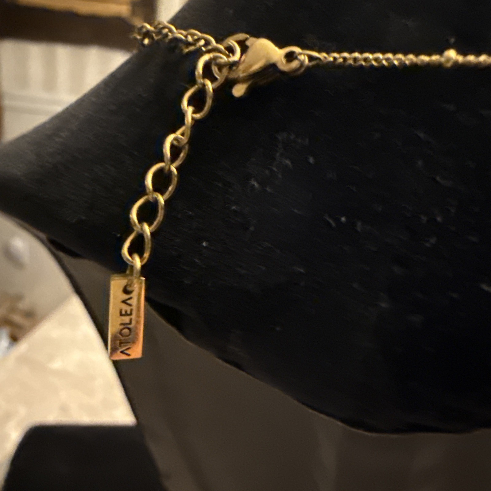 Atolea Gold Plated Blue Stone Solitaire Necklace Dot Station