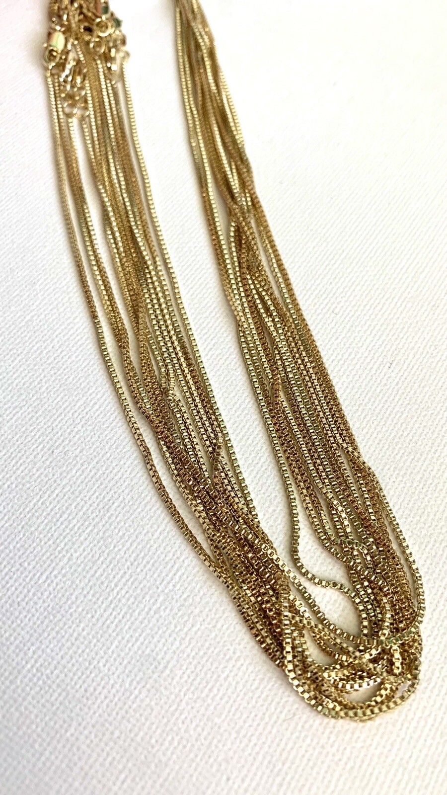 18K GOLD FILLED Over Premium Brass 1.2mm Classic Box CHAIN 16” Water Resistant