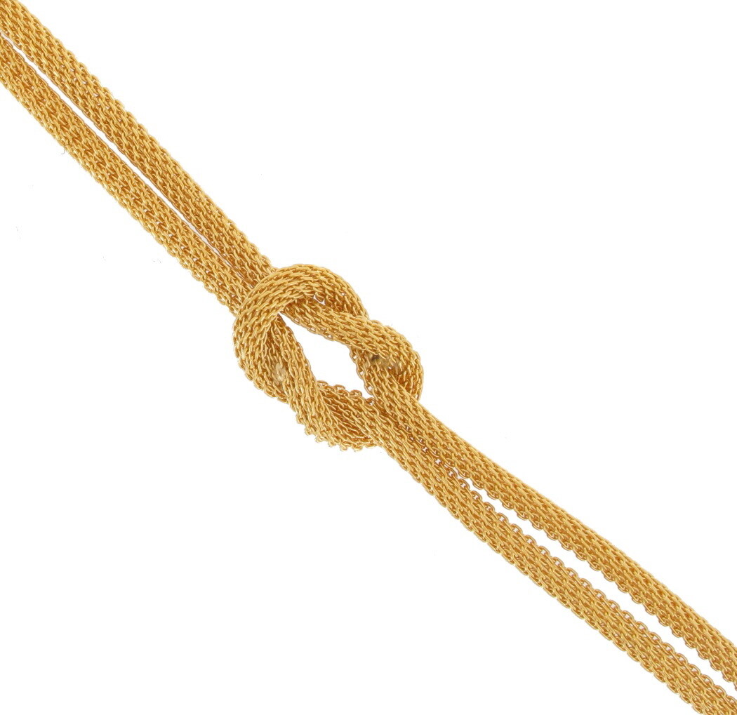 Ky & Co Yellow Gold Tone Mesh Knot Choker Necklace 11.5 -14″ Made in USA