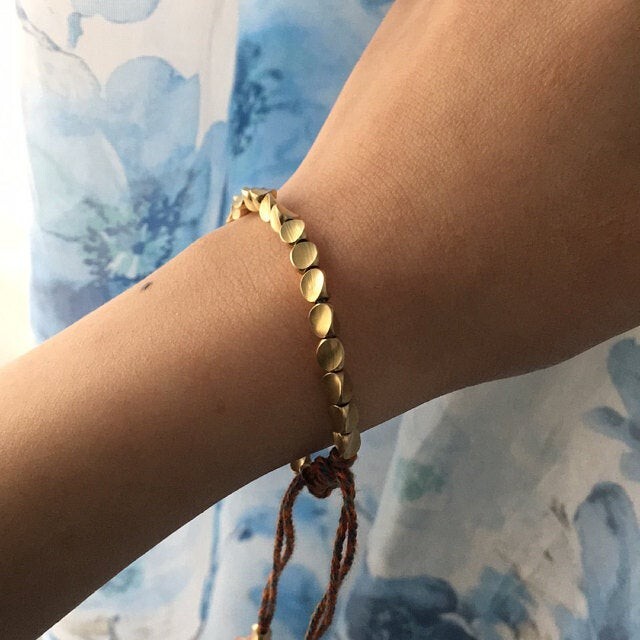 Handmade Tibetan Buddhist Braided Copper Beads Cotton String Women Men Bracelet