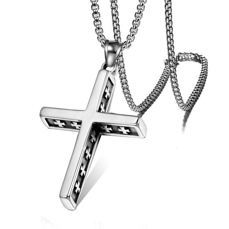 Antique Silver Tibetan Cross Pendant Necklace Unisex Chain Stainless Steel N18