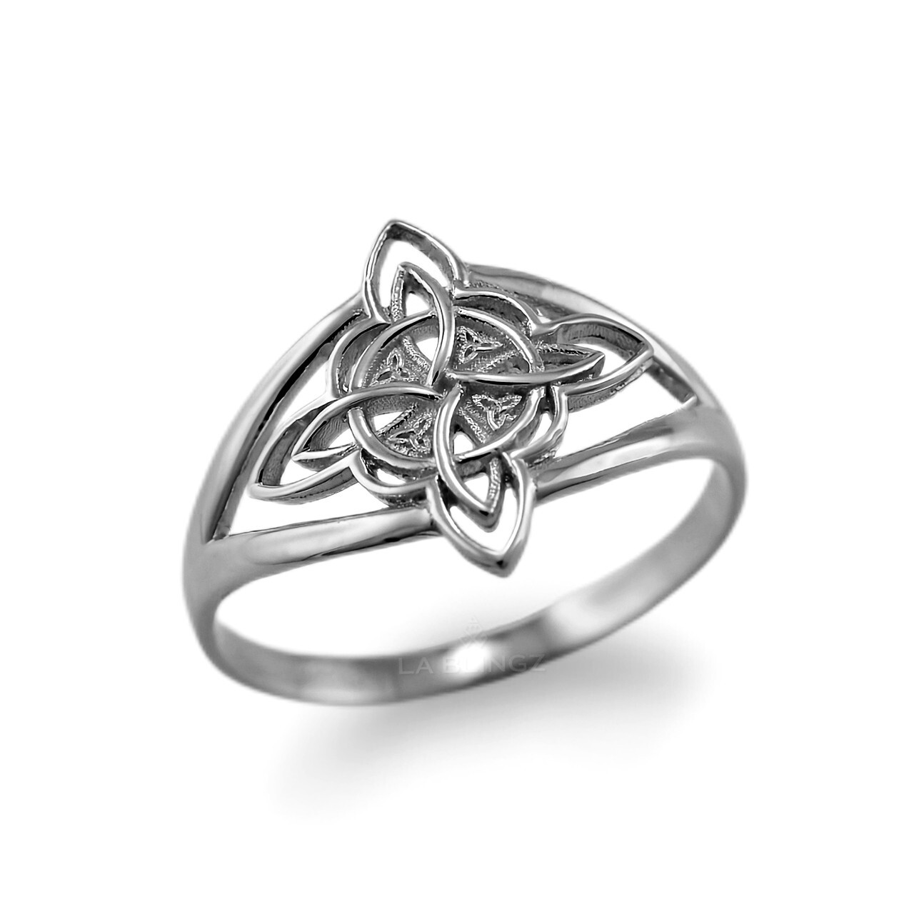 Sterling Silver Celtic Trinity Knot Triquetra Cross Ring for Women