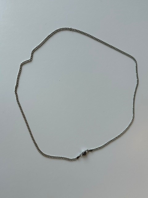 GLD 2MM Micro Cuban Necklace 18″ White Gold Filled New