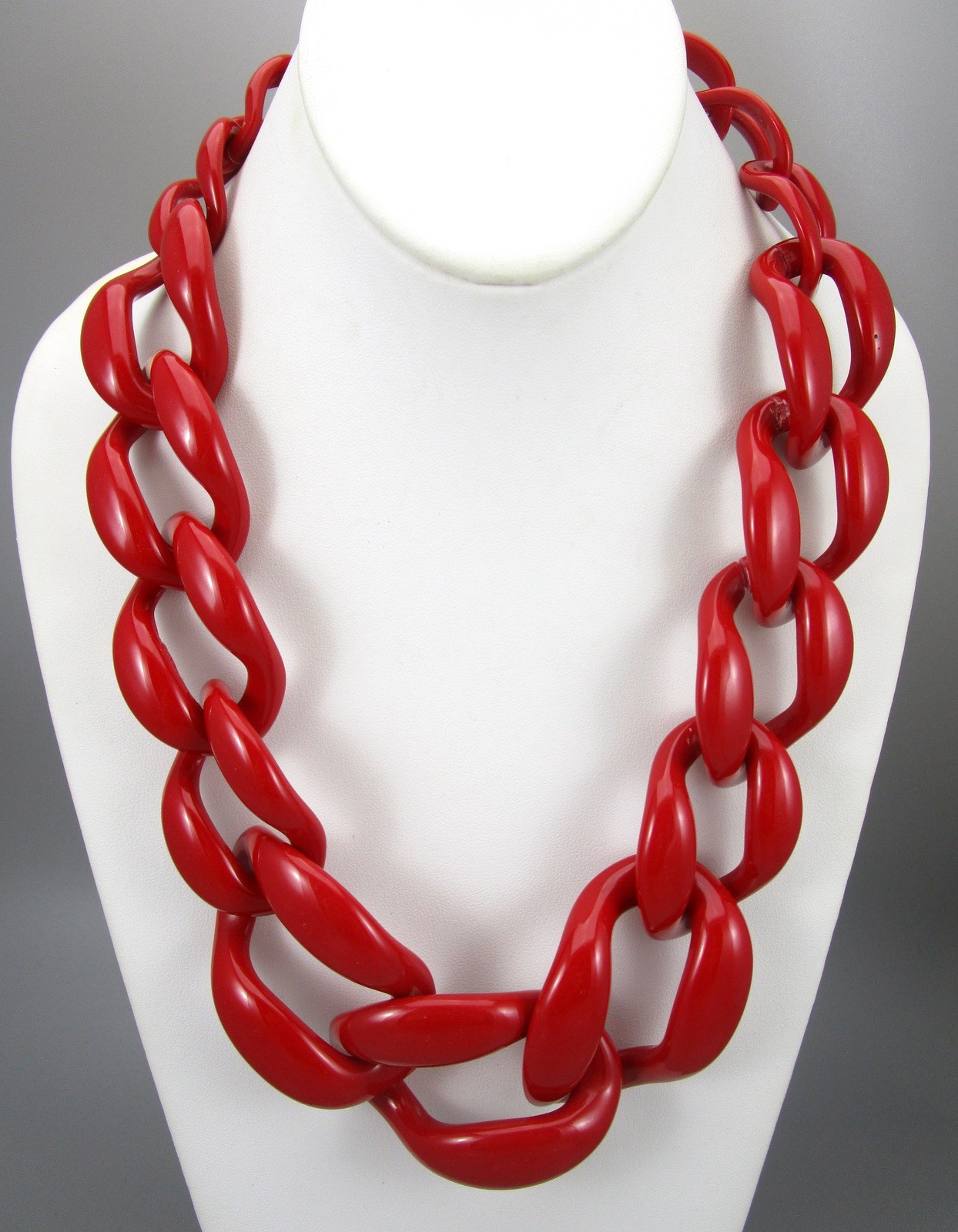  MARION GODART FRANCE DARK RED RESIN 24″ CURB CHAIN NECKLACE -NWOT