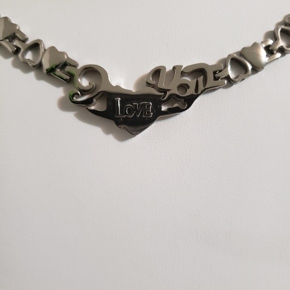 Silver Stainless Steel Womens I Love You Necklace Sets New