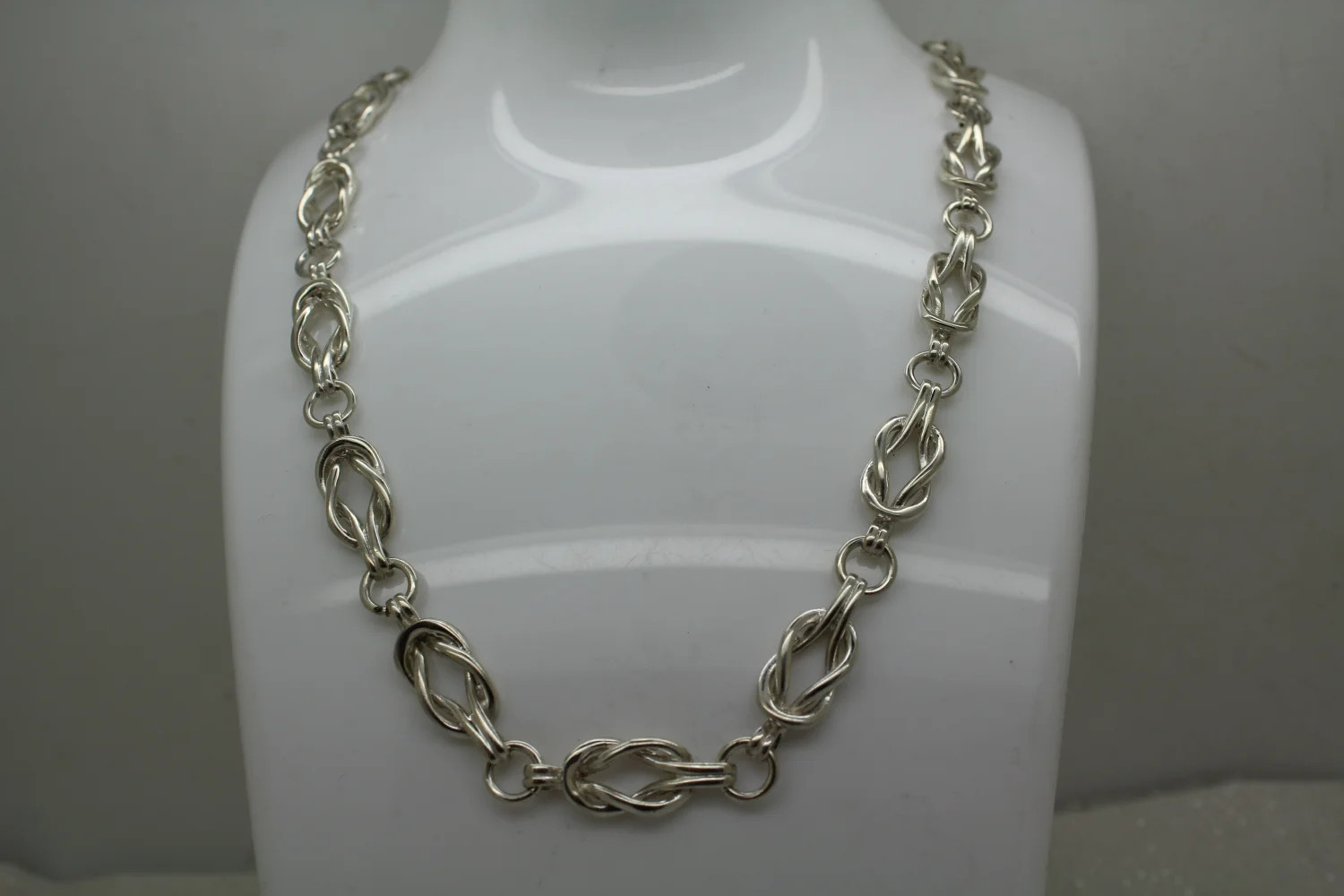 CHUNKY .925 S.S. INFINITY LOVE KNOT CHOKER necklace 15″ 32g