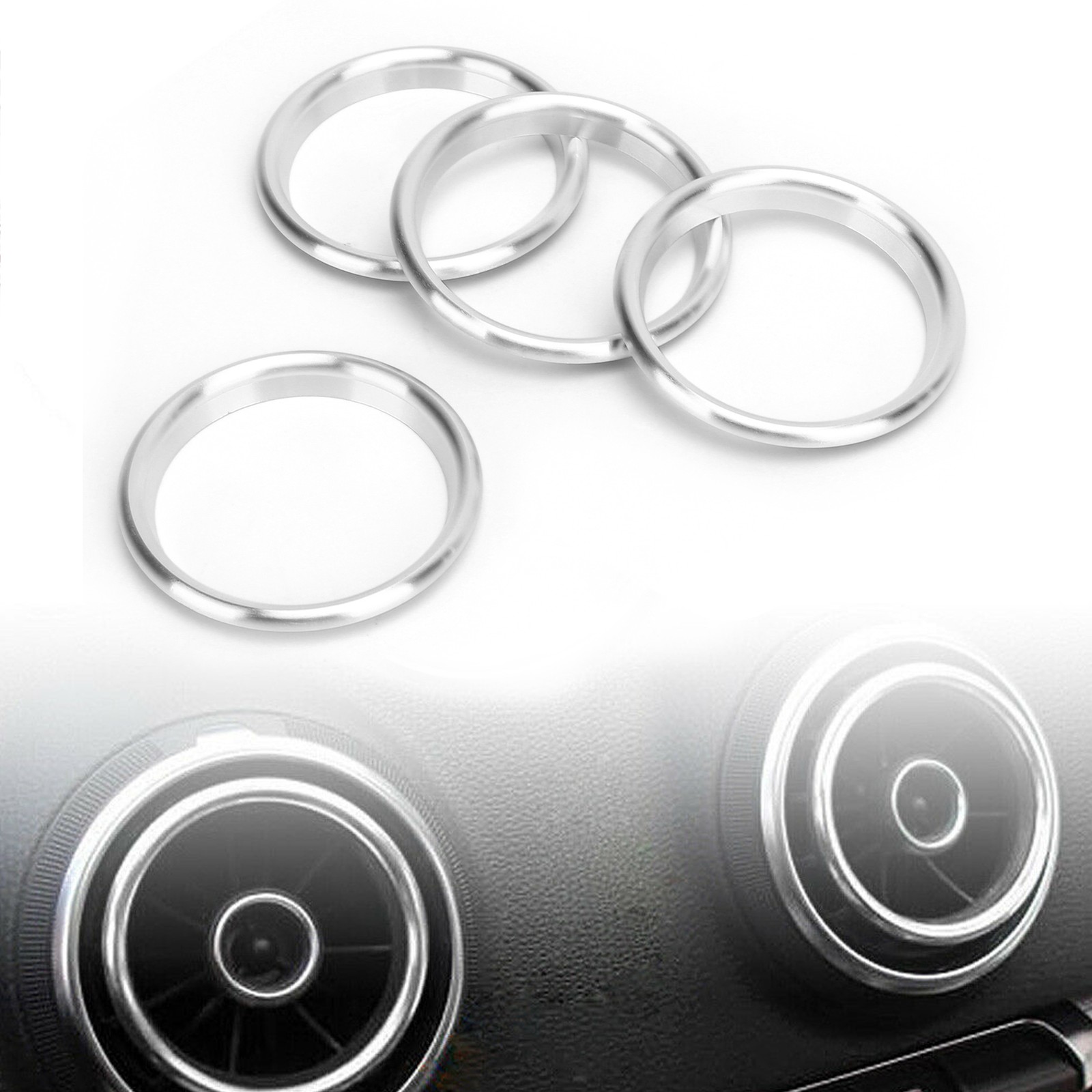 4pcs Silver Aluminum Alloy Air Outlet Ring For 2014-2019 TFTB