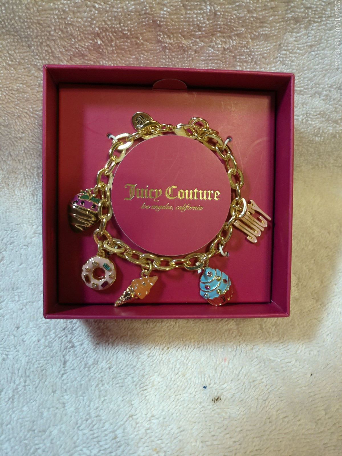 Juicy Couture Dessert Charm Bracelet Ice Cream Cone, Cupcake, Donut, Berry New