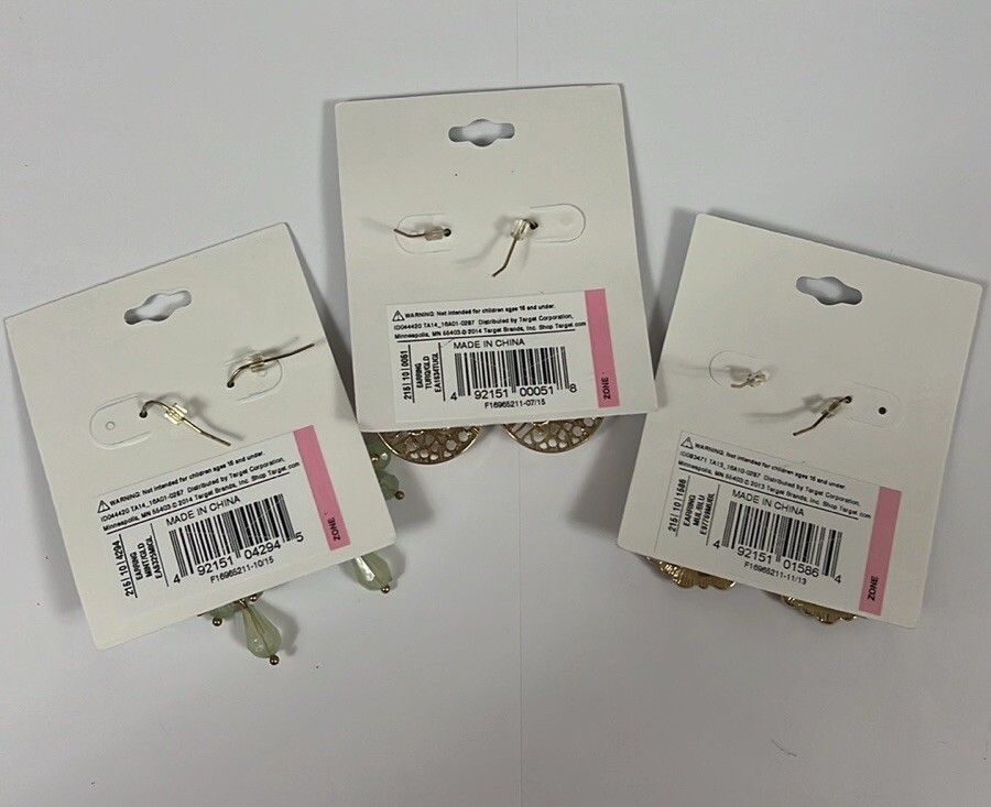 Target 3 Pairs Statement Earrings Bundle Nickel Free New With Tag