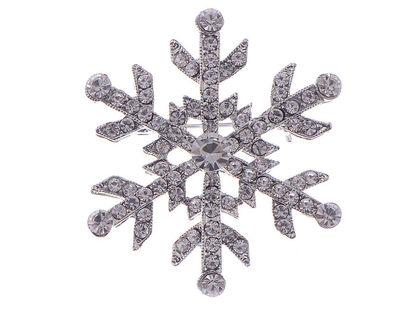 Women’s Rhinestone Crystal Studded Snowflake Casual Novelty Holiday Pin Brooch