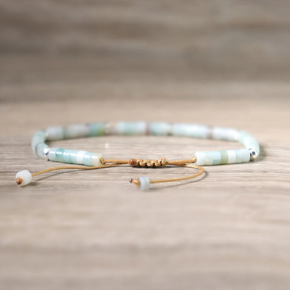4mm Beads Natural Amazonite Crystal Gemstone Dainty Bracelet Healing Energy Gift
