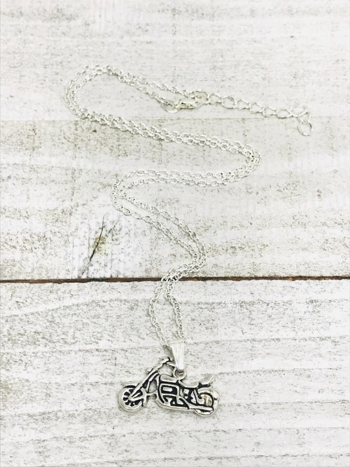 Motorcycle 18″ Necklace 925 Sterling Silver Plated Biker Bike Rider Bikers Rod