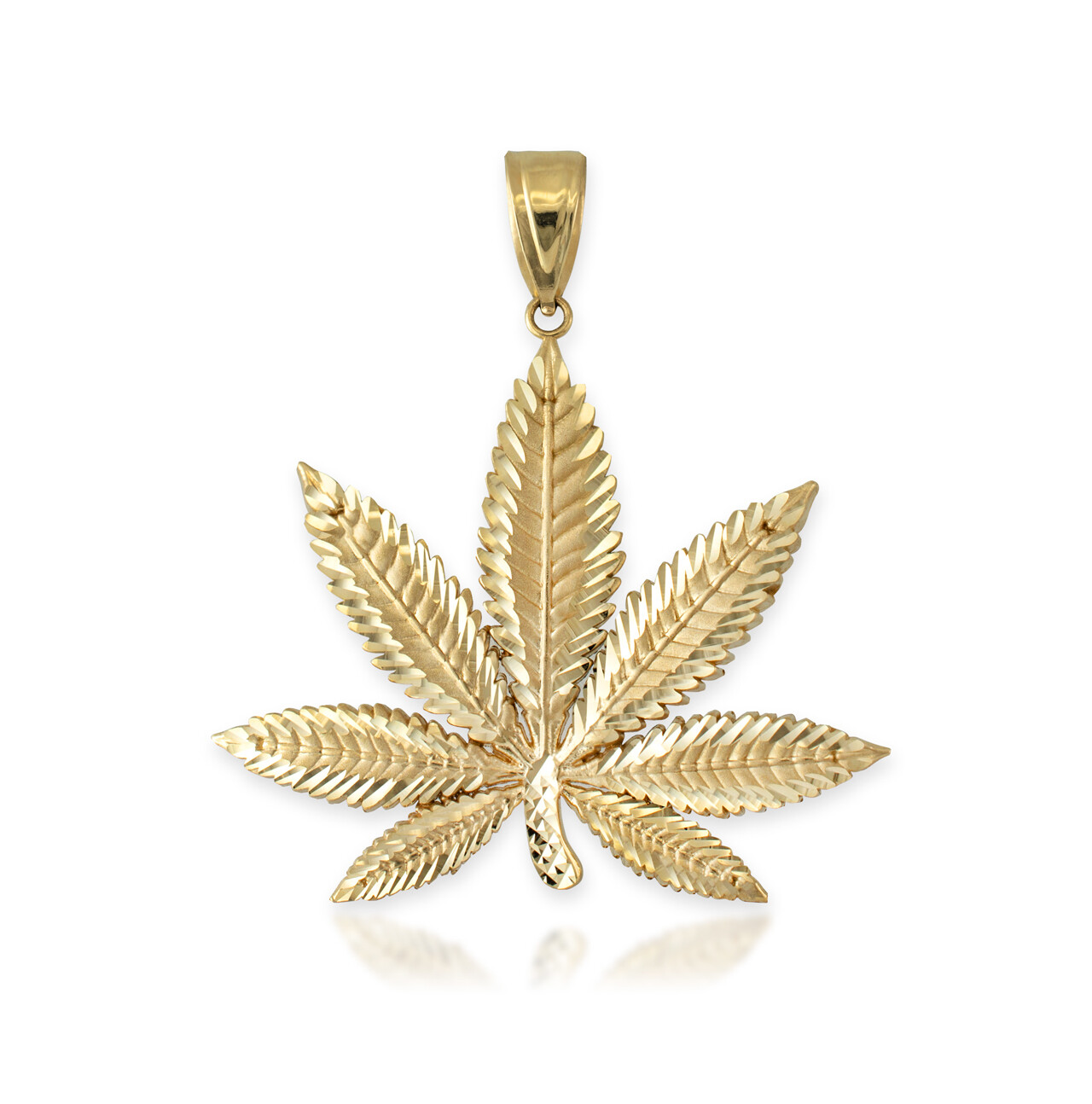 10K Yellow Gold Marijuana Leaf DC Pendant (2 sizes)