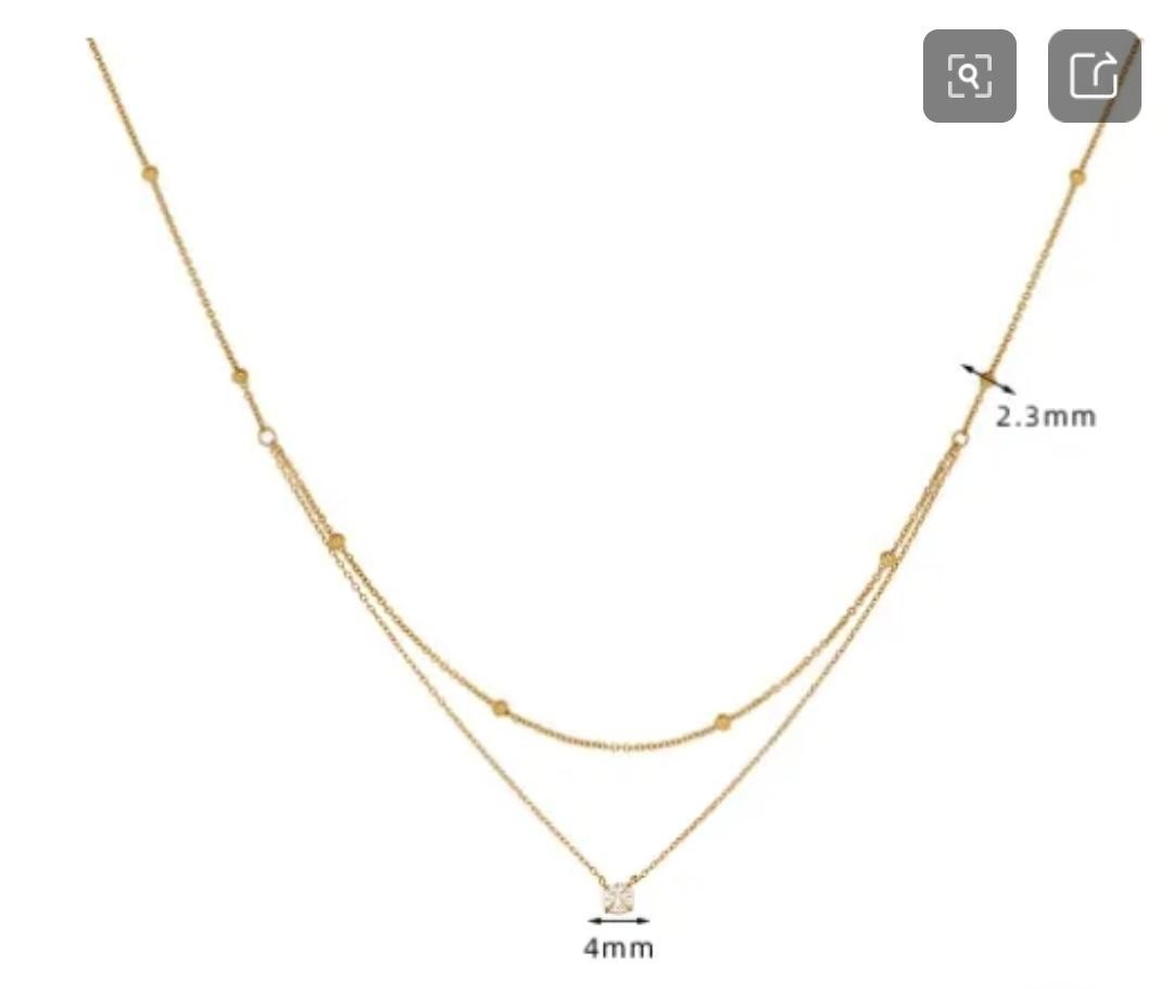 Gold Layered Necklace with 4mm Round Pendant Charm, 2.3mm Chain, Elegant Style