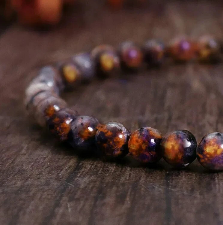 Glowing Yooperlite 4mm Beads UV Reactive Flame Stone Healing Bracelet Handmade