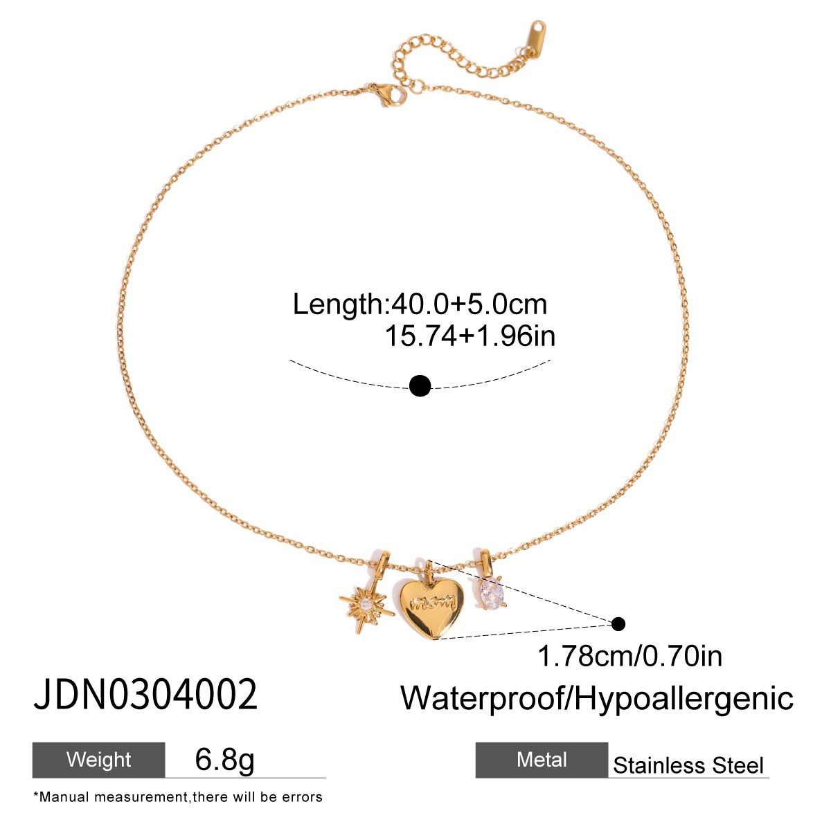 1pc Necklace for Women Stainless Steel Heart Choker/Collar Pendant Necklace