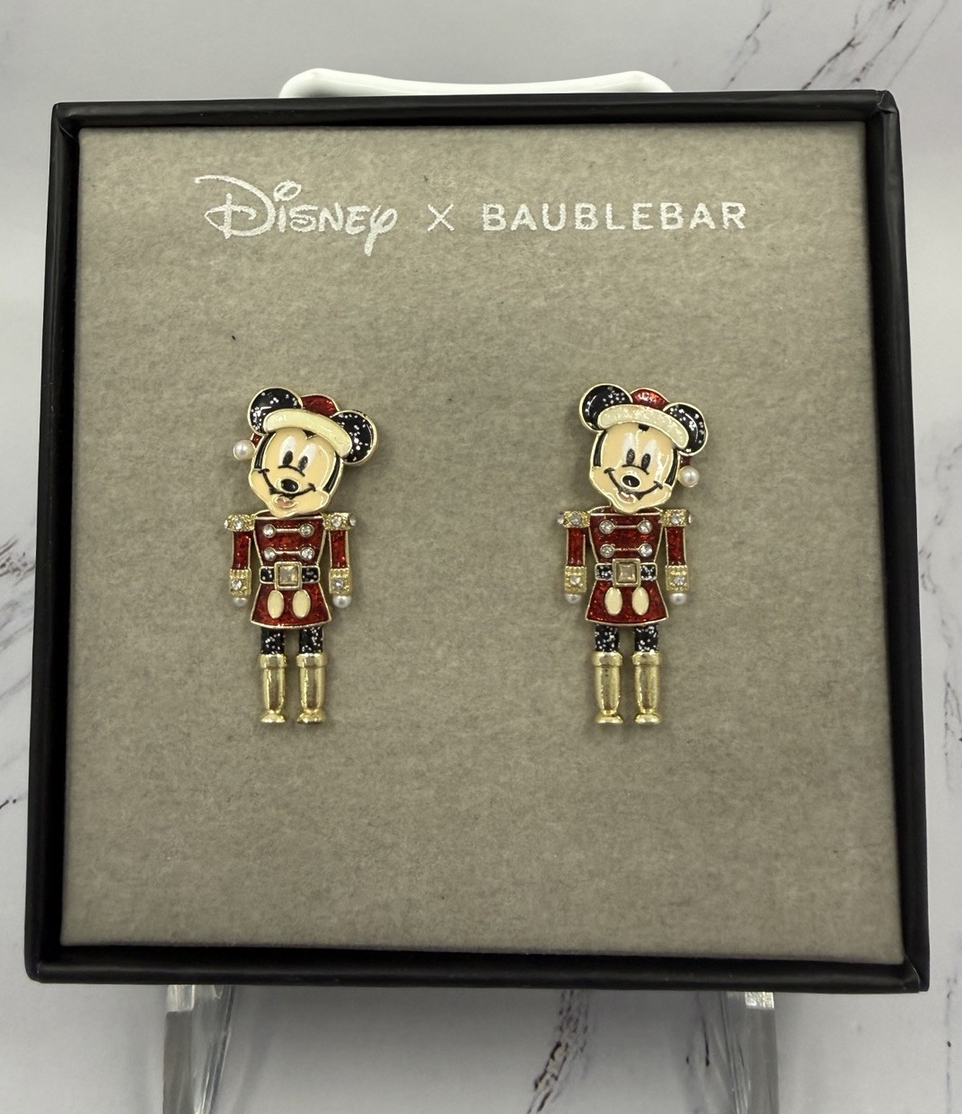 Disney x BaubleBar Mickey Mouse Nutcracker Dangle Earrings NIB 1.5”