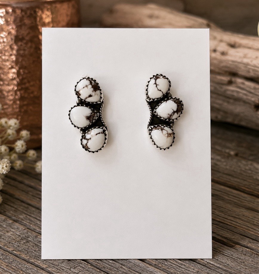 925 Sterling Silver Wild Horse Half Crawler Earrings