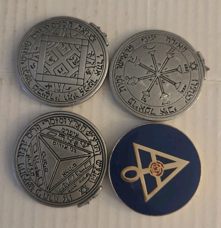 Lot of 4 DamageAntique-Style Pendants or Talismans Sold AS SHOWN Lot.1U