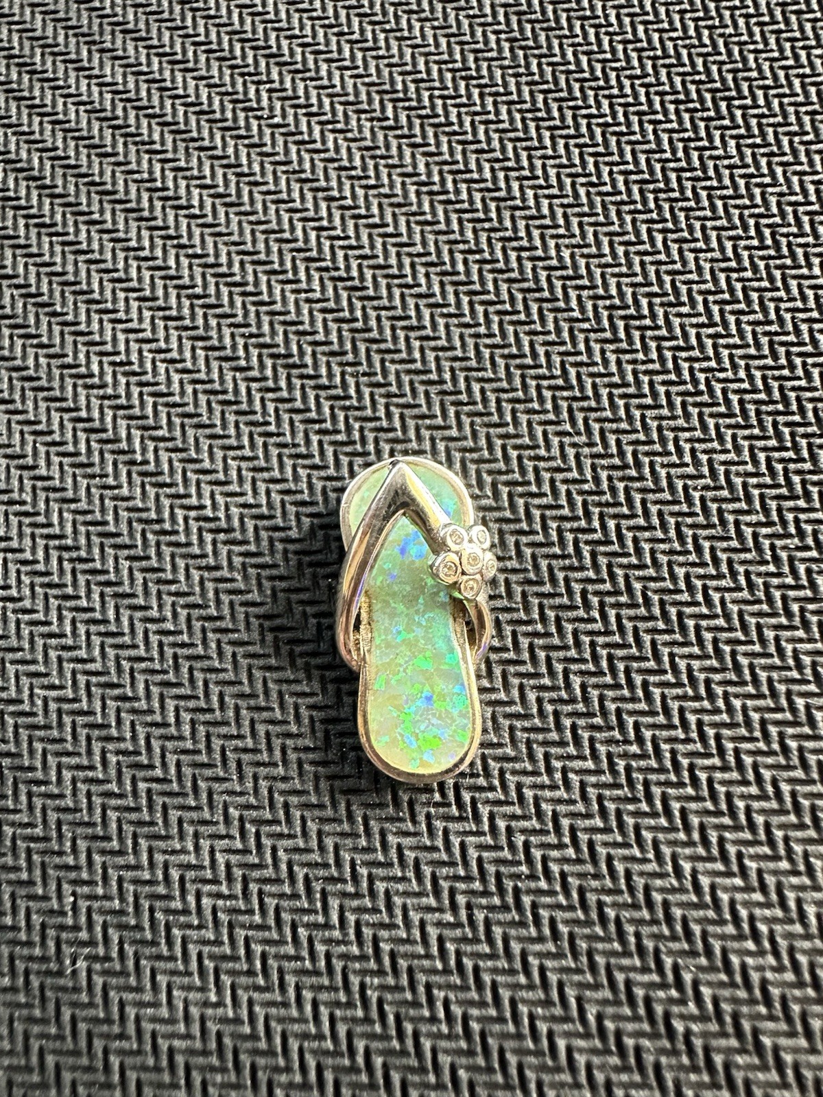 Sterling Silver 925 Blue Opal Summer Flip Flop Sandals Necklace Pendant, 20mm