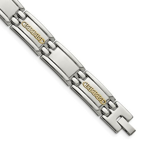 *BRAND NEW* Chisel Stainless Steel with 14k Gold Accent Bracelet SRB2662-8.75