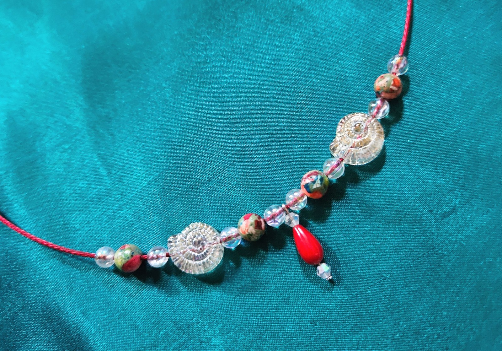 BigTimeRockShow Sea Treasure Imitation Coral&Imperial Jasper, Glass Nautilus,