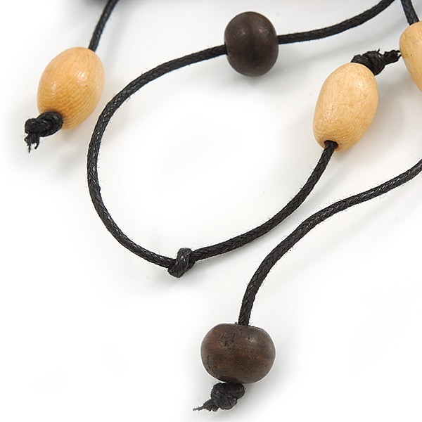 Black Leather Daisy Pendant with Long Cotton Cord – 80cm L – Adjustable