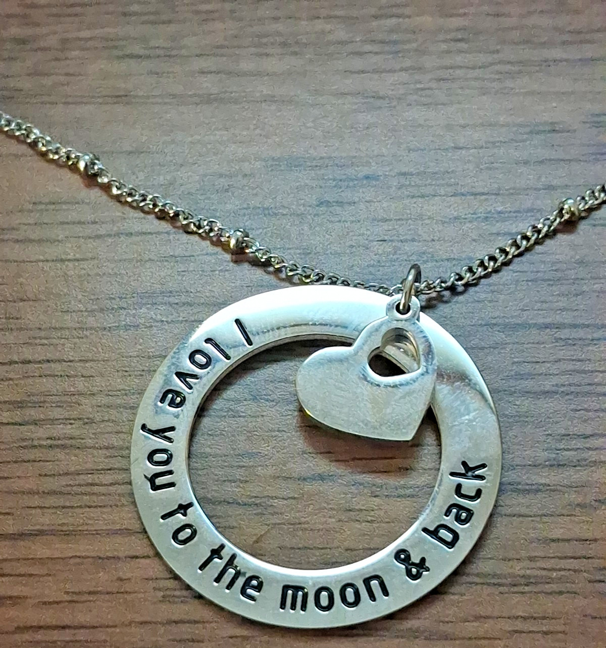 20″ Chisel I Love You to the Moon & Back Heart Necklace Stainless Steel