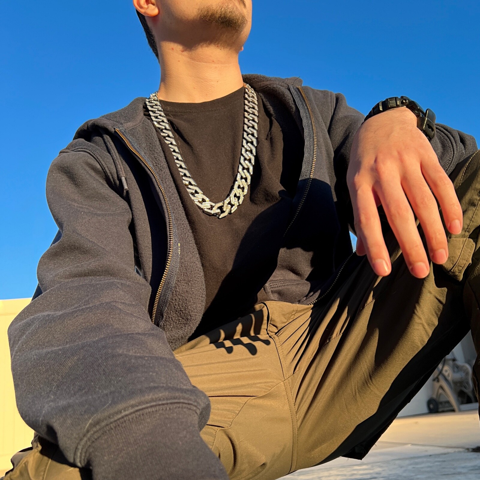 Men’s Sand Blast Chain Silver Tone Squared Links Hip Hop Necklace 20MM x 30″ in