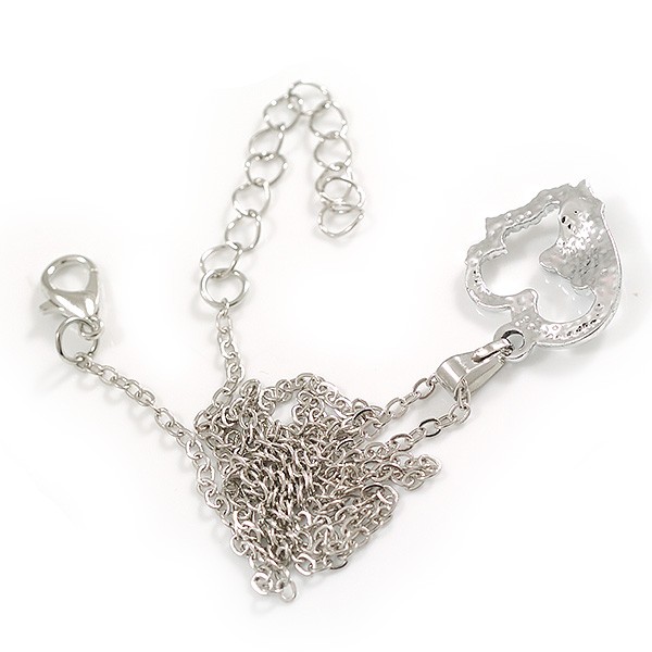 Small Open Heart with Panda Bear Pendant with Silver Tone Chain – 42cm L/ 5cm