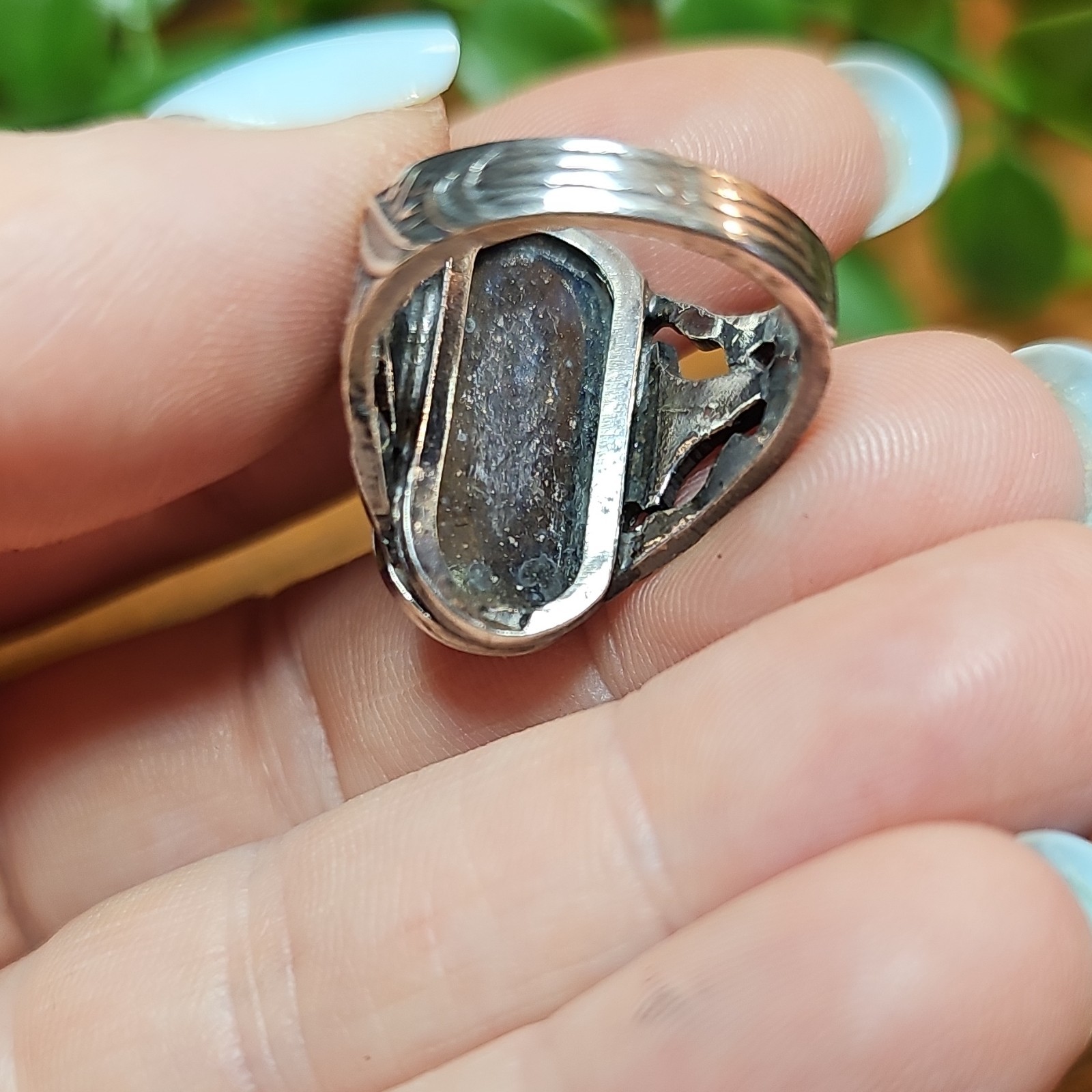 Sterling Silver Scarab Ankh Ring Egyptian Mythology Filigree Statement Sz 6.5