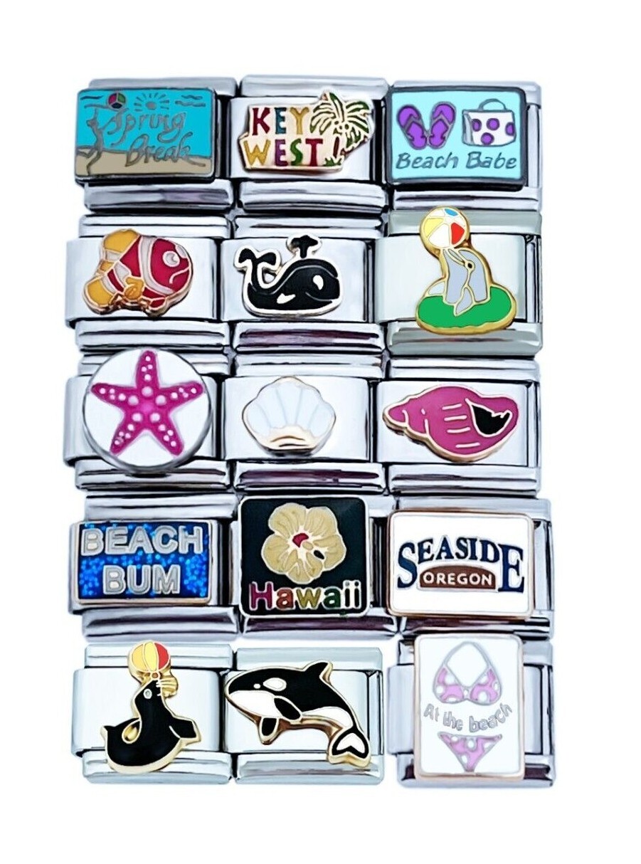 U-PICK Beach Ocean Vacation Theme 9mm Italian Charms Modular Links