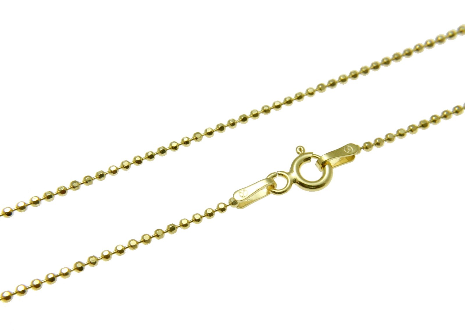 1.2MM YELLOW GOLD ITALIAN STERLING SILVER 925 DIAMOND CUT BEAD BALL CHAIN 18″