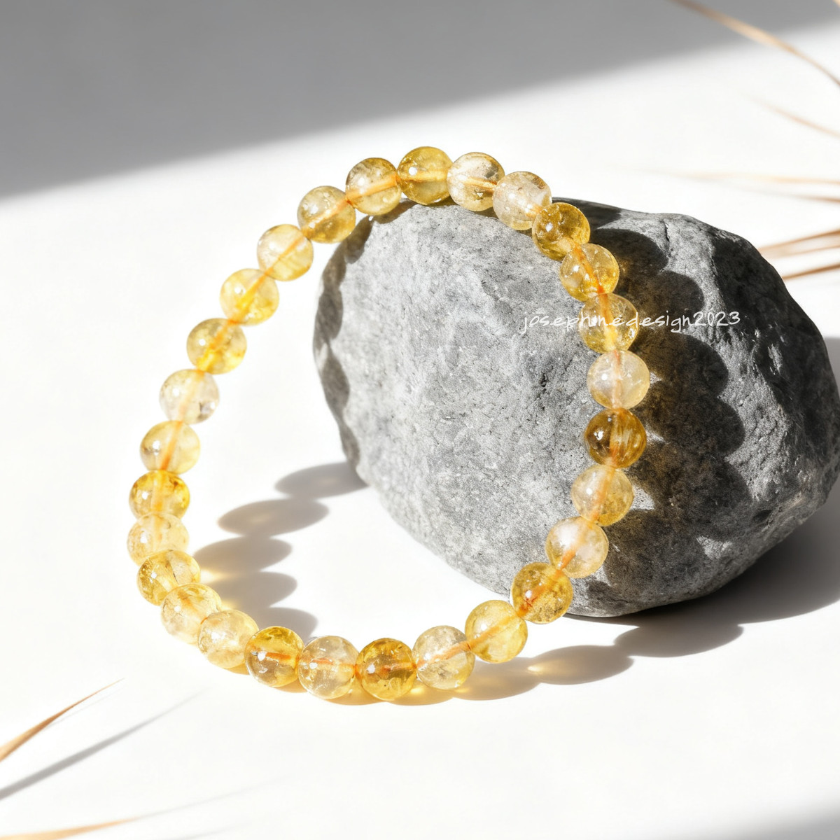 Natural Citrine Stone Bracelet 6mm Gemstone Healing Reiki Stretch Bracelet Gift